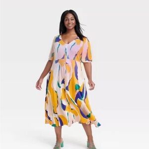 Ava & Viv Multicolor Abstract Maxi Dress